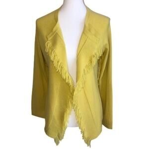 209wst38 Open Front Fringe Cashmere Cardigan M NWT